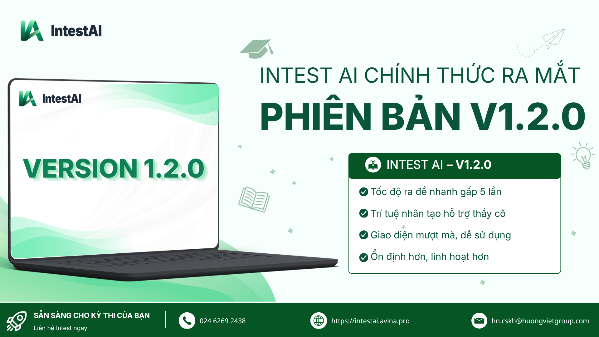 IntestAI chính thức ra mắt phiên bản v1.2.0 - Tối ưu hóa tốc độ ra đề thi bằng AI gấp 5 lần